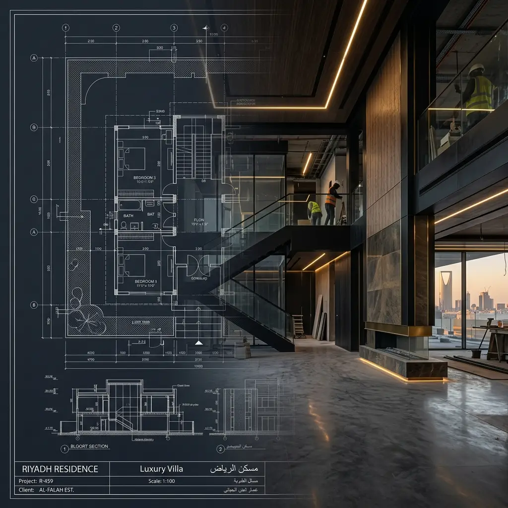 مخططات هندسية لتشطيب الفلل في الرياض